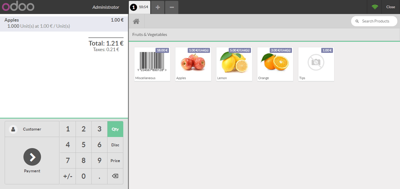 Point of sale dashboard.