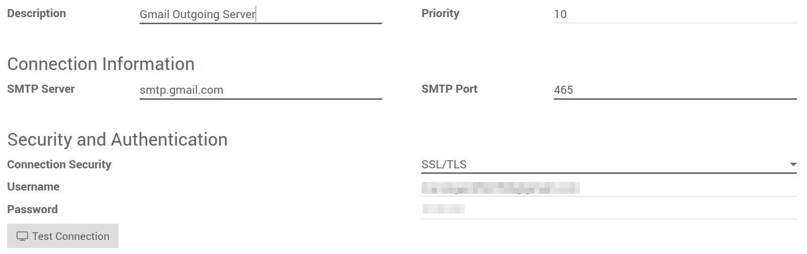 The typical G Suite configuration on Odoo.