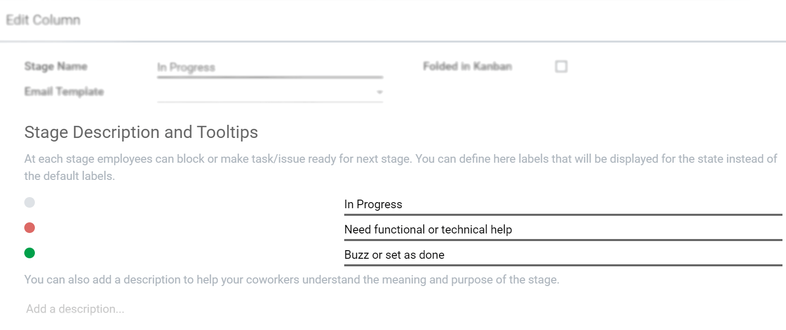Image of the edit form of a stage in Odoo Project