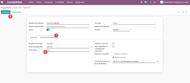 Configuración de impuestos