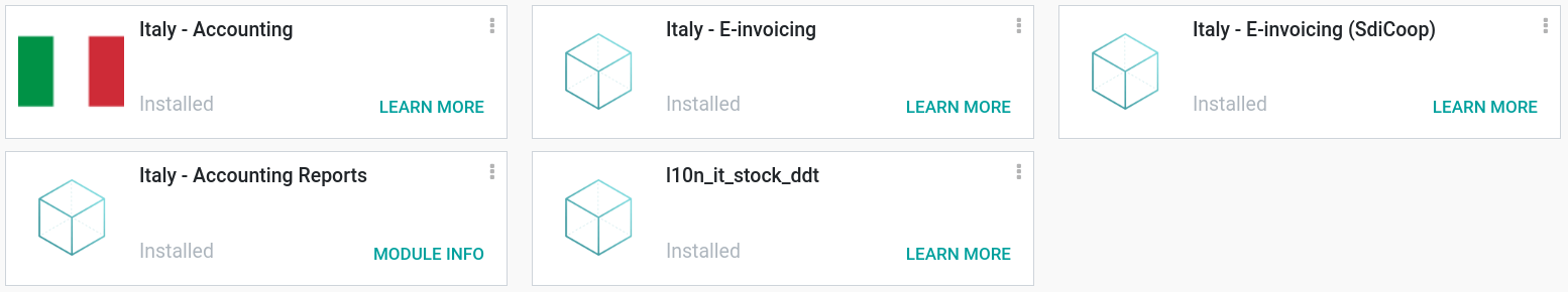 Modules de la localisation italienne