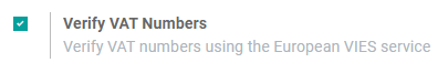 Activez "Vérifier les numéros de TVA" dans Odoo Comptabilité