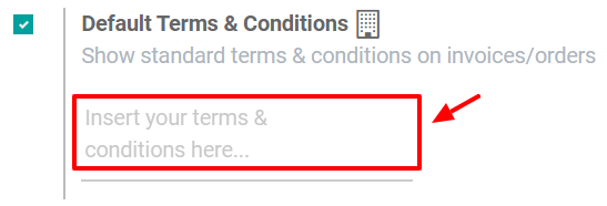 Default Terms and Conditions on quotation on Odoo Sales.
