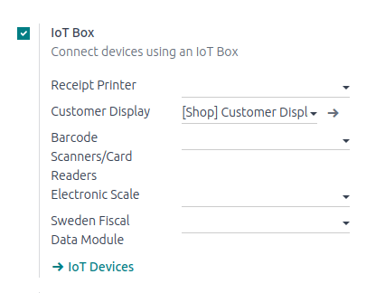 Configuring the connected devices in the POS application.