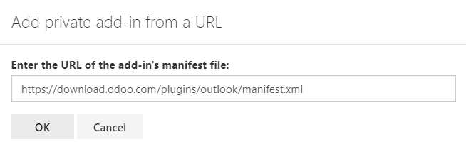 Getting a custom add-in in Outlook by providing the manifest file's URL