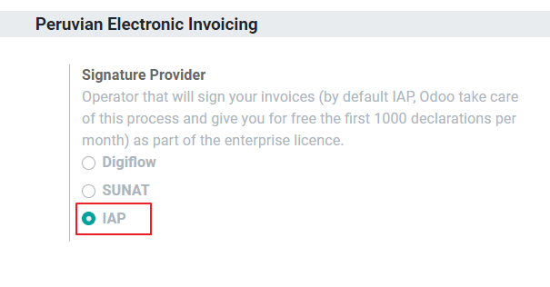 Opción de IAP como proveedor de firmas
