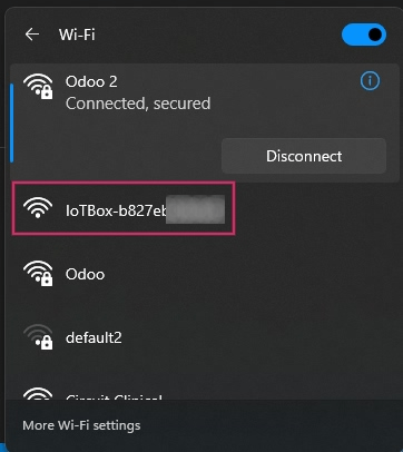 Réseaux WiFi disponibles sur l'ordinateur.