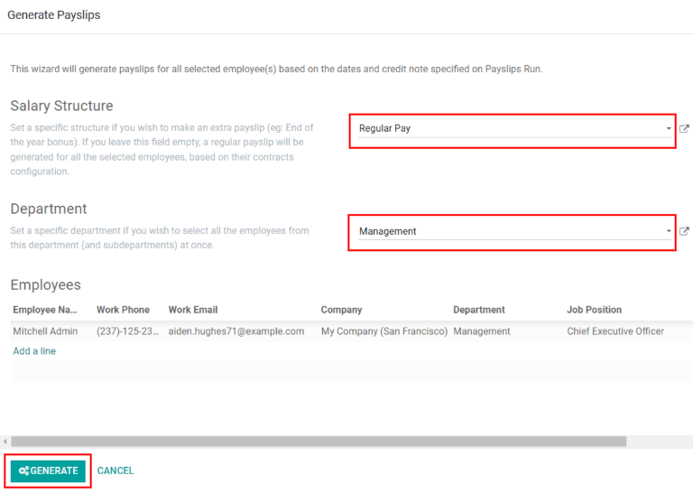 Générez des fiches de paie à partir du lot modifié.