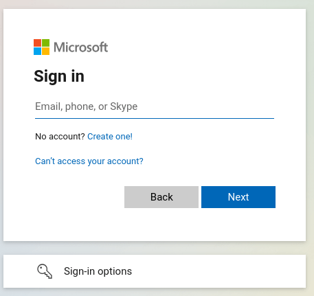 Saisissez les identifiants de connexion de Microsoft.