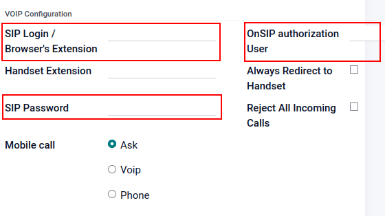 Integration of Axivox user in the Odoo user preference.