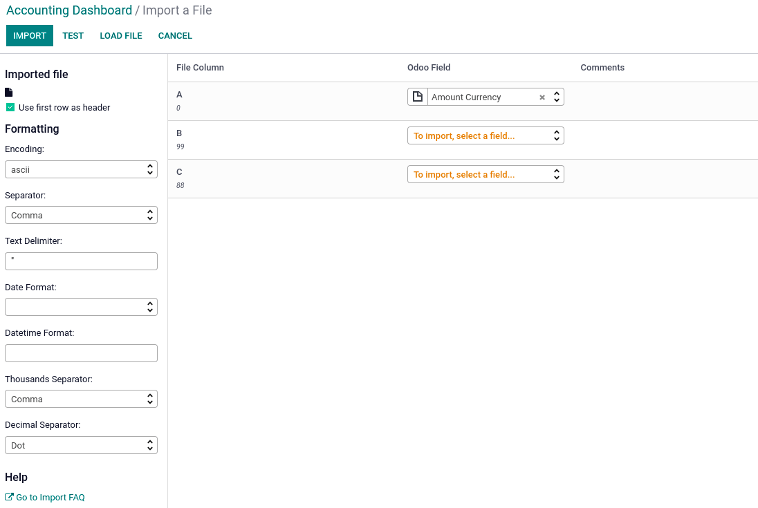 Registreer manueel bankafschriften in Odoo Boekhouding