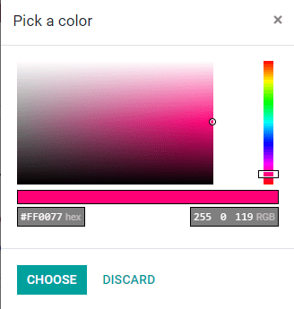 Selecting a color.