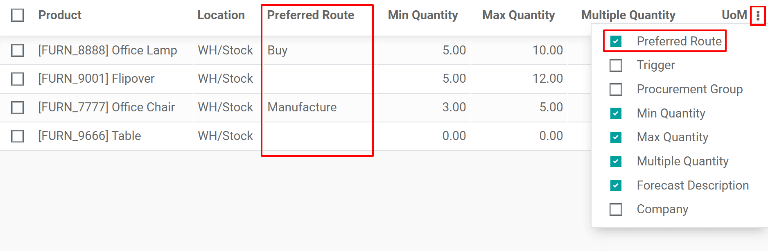 Select a preferred route from the drop-down.