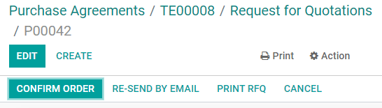 Confirm an order in Odoo Purchase