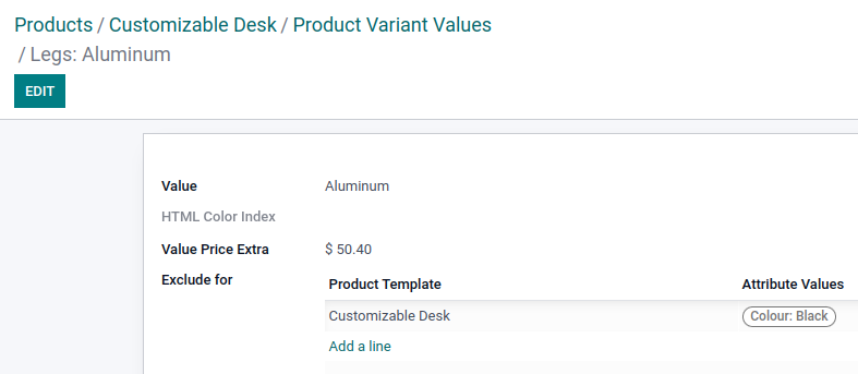 Exclude specific combinations of values from the product configurator.
