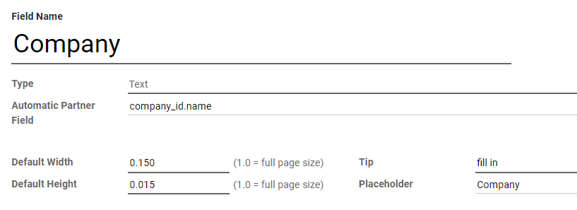 Odoo签名中的公司字段示例