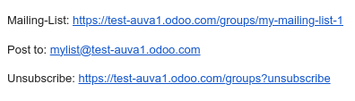 群组电子邮件页脚中的 URL。