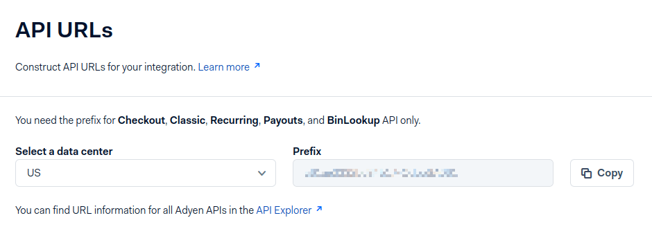 Get the links for the different API.