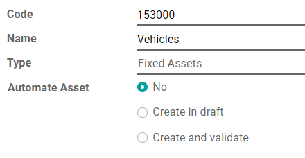 Configuration of an Assets Account in Odoo Accounting