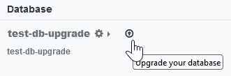 The database manager with an upgrade button next to the name of a database.