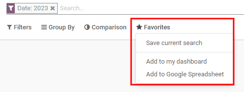Favorite options for reports.