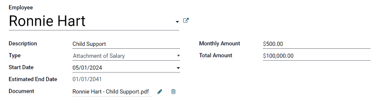 Enter a new line for each type of garnishment.