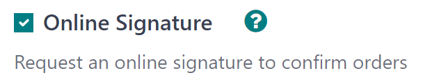 How to enable online signature in Odoo Sales settings.
