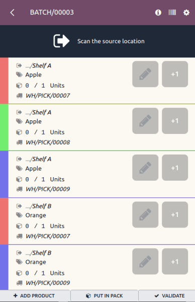 Beispiel eines Cluster-Stapels aus der *Barcode-App*.