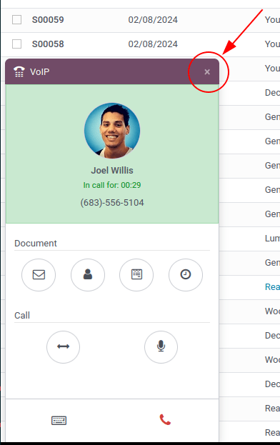 VoIP call in Odoo.