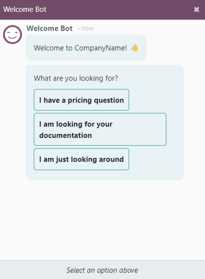 Ansicht des Chat-Fensters mit einem in Odoo Livechat erstellten Kundendienstticket