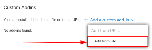 Benutzerdefinierte Add-Ins in Outlook