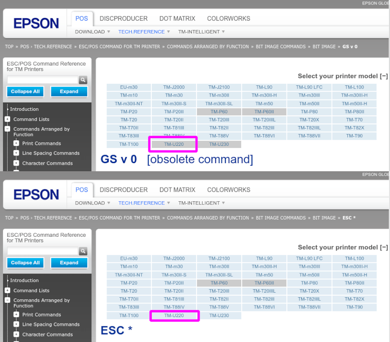 Epson-Kompatibilitätsprüfung von der Epson-Website.