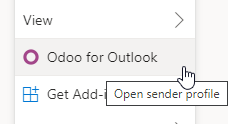 Schaltfläche für „Odoo für Outlook“-Add-In