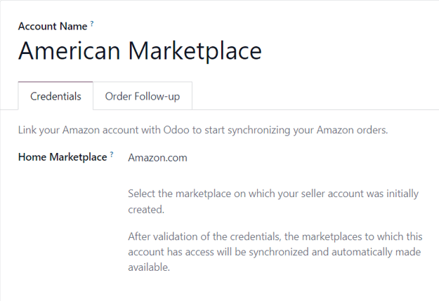 Un formulario común para una cuenta de Aamazon en la aplicación de ventas.