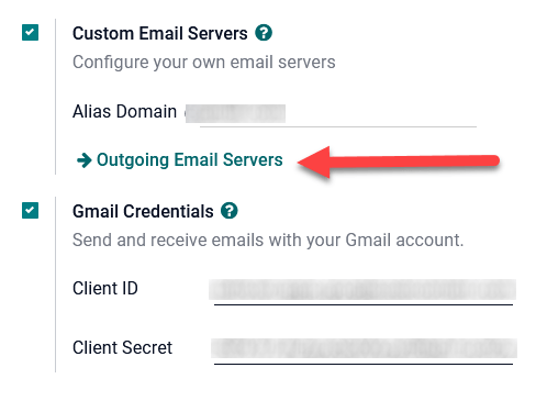 Configuración de servidores de correo electrónico saliente en Odoo.
