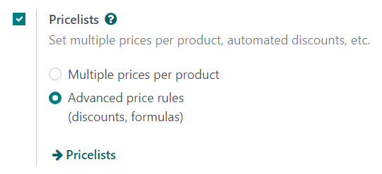 Cómo se ve la configuración de la función listas de precios en Ventas.