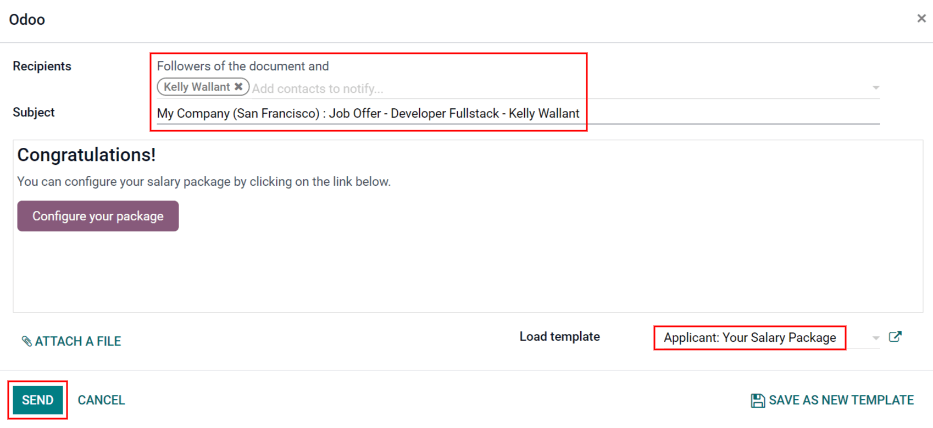 Enviar un correo al candidato con un enlace al sueldo que se le ofrece.