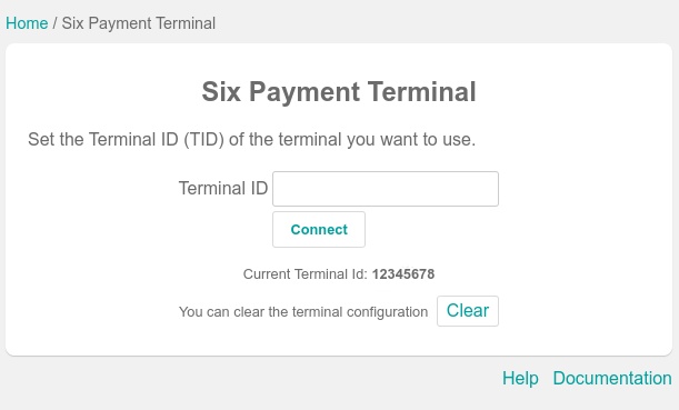 Configurando el ID de la terminal Six