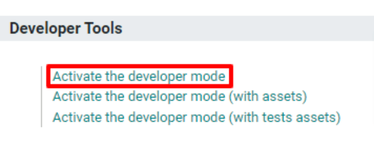 Le bouton "Activer le mode développeur".