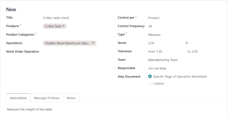 A QCP form configured to create Measure quality checks.