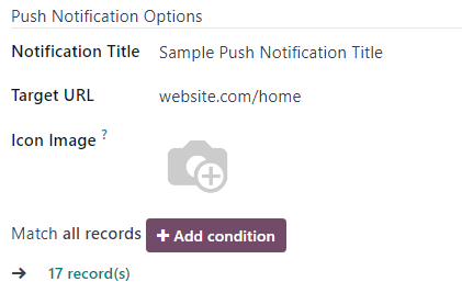 Section avec les options de notification push sur un formulaire du post.