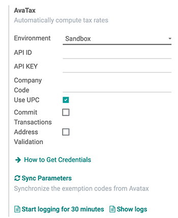 Configure Avatax settings