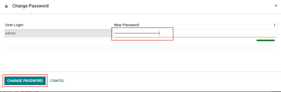 Modificare la password di un utente in Odoo.