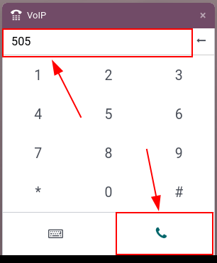 Verbinding maken met een conferentietoestel met behulp van de Odoo VoIP-widget.