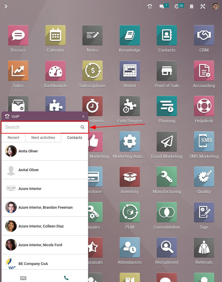 De VoIP-telefoonwidget gebruiken om te bellen.