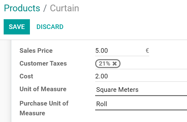 Defenir as unidades de medida de um produto usando suas próprias unidades no Odoo Compras