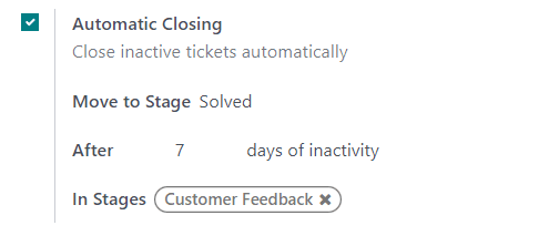 Example of Automatic Closing settings.