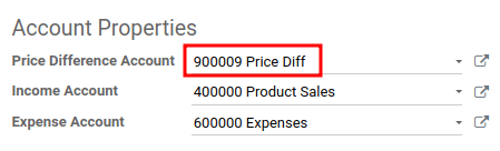 Create price difference account.