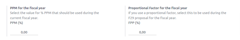Default PPM and Proportional Factor for the Propuesta F29 Report.