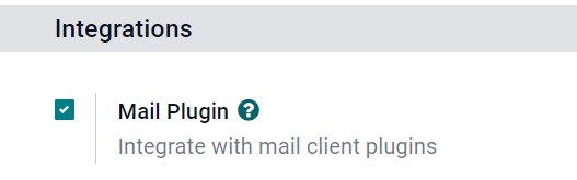 Funcția Email Plugin în Setări.